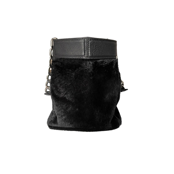 Chanel Black Calf Hair Chain Tote - Handbags