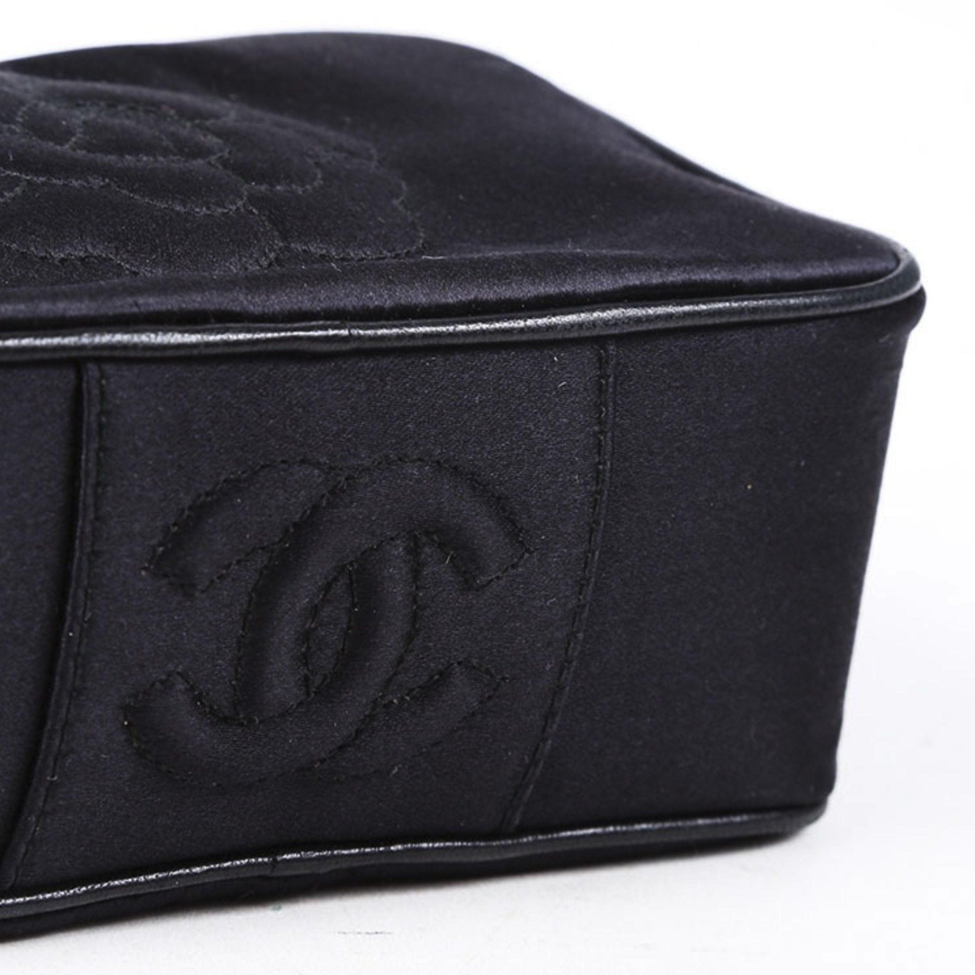 Chanel Black Camellia Satin Bag - Handbags