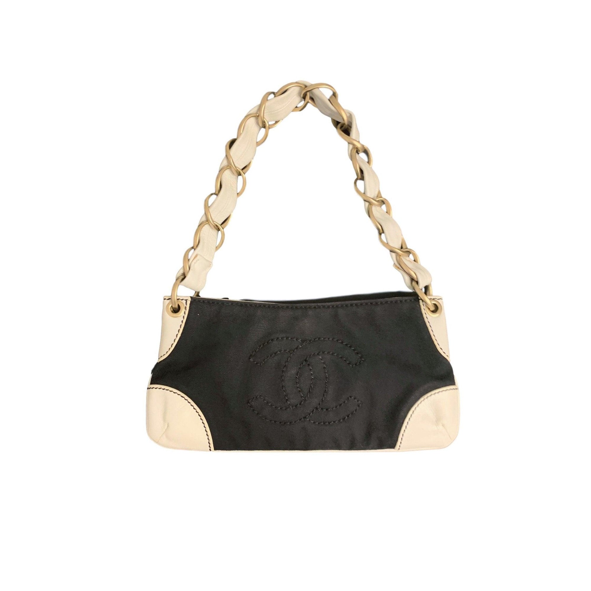 Chanel Black Canvas Shoulder Bag - Handbags