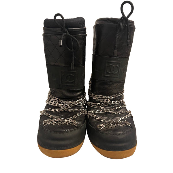 Chanel Black Chain Snow Boots - Shoes
