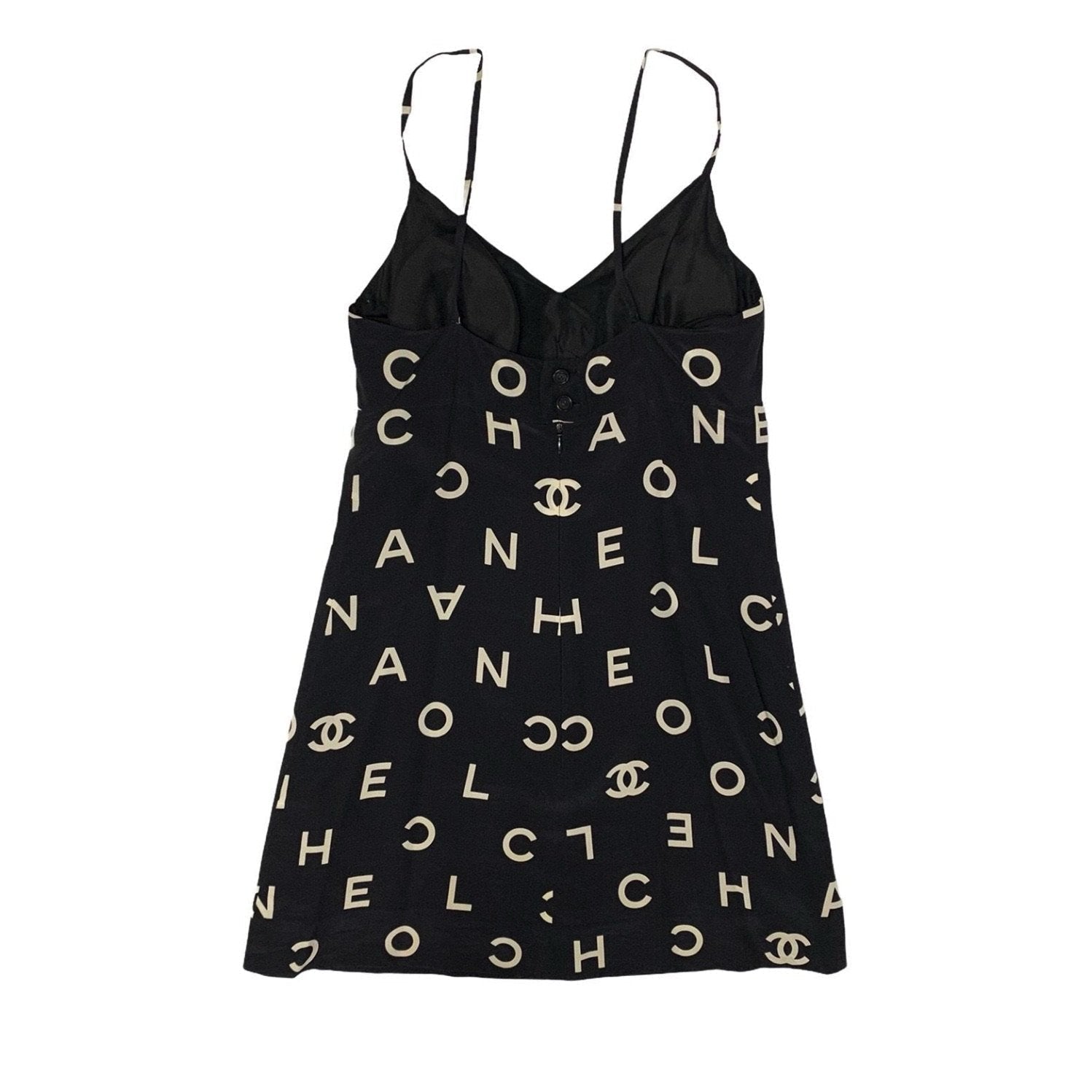 Chanel Black Logo Strap Dress - Apparel