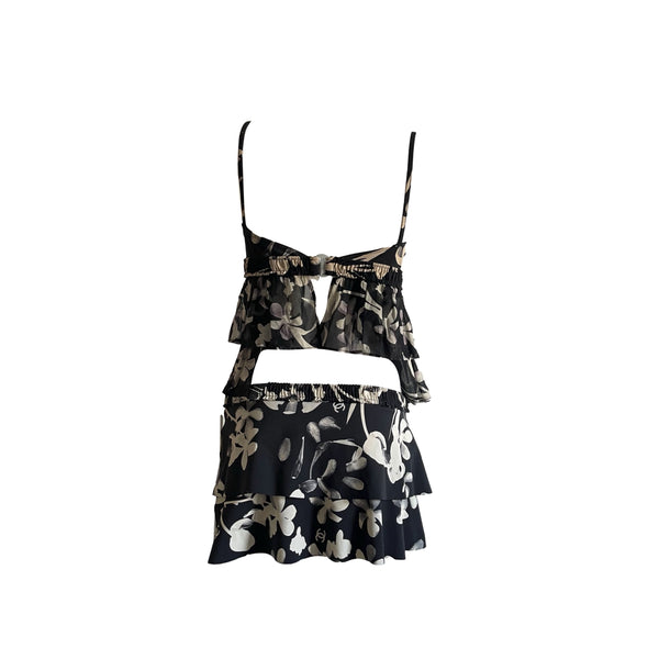 Chanel Black Floral Skirt Set - Apparel