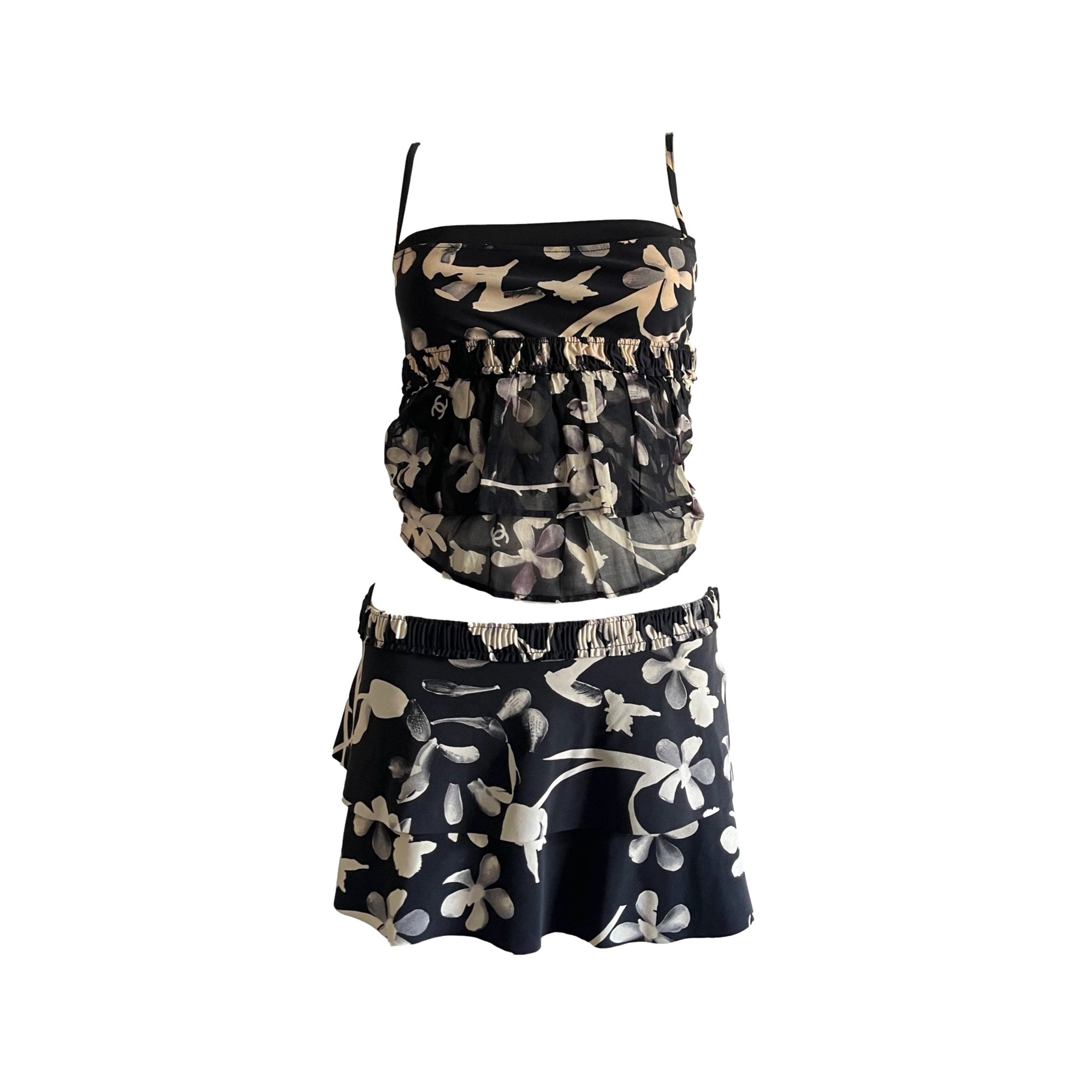 Chanel Black Floral Skirt Set - Apparel