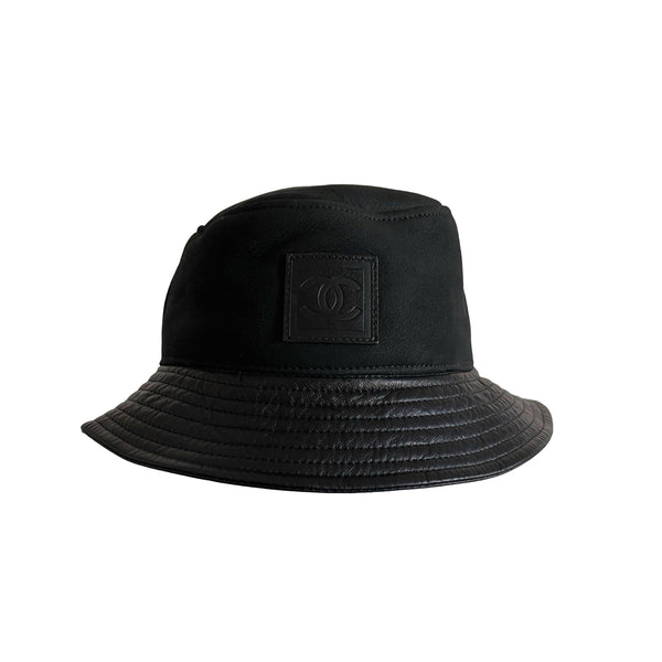 Chanel Black Fur Lined Bucket Hat - Accessories