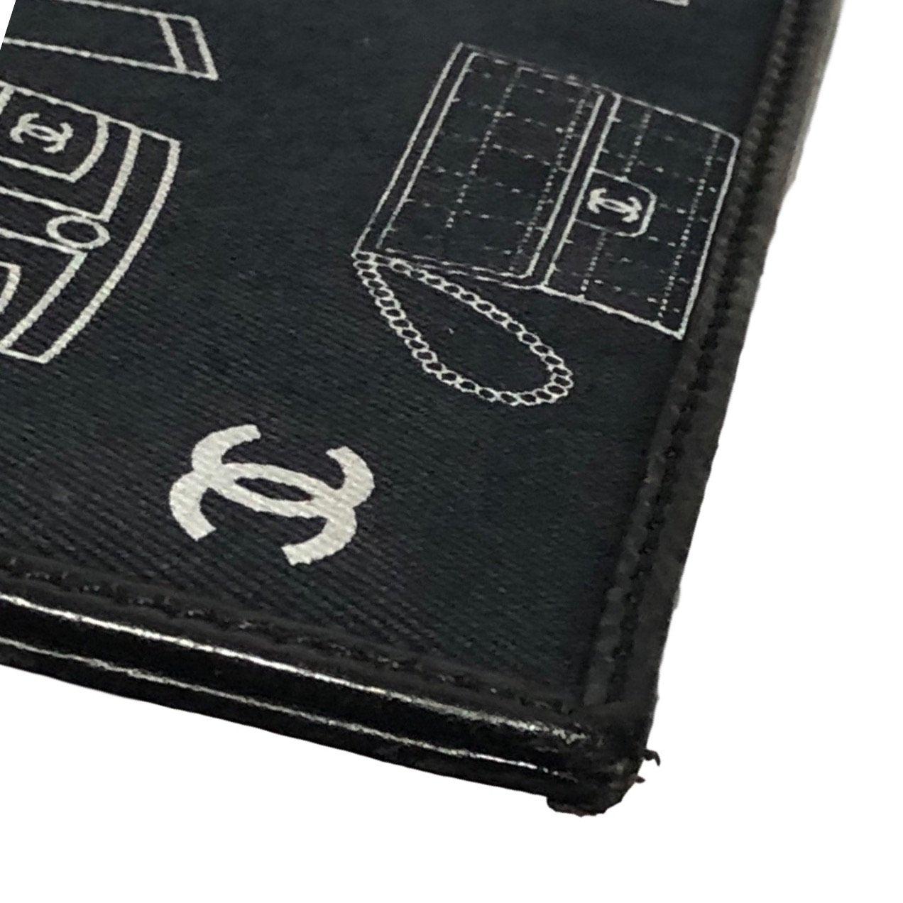 Chanel Black Icon Print Canvas Shoulder Bag - Handbags