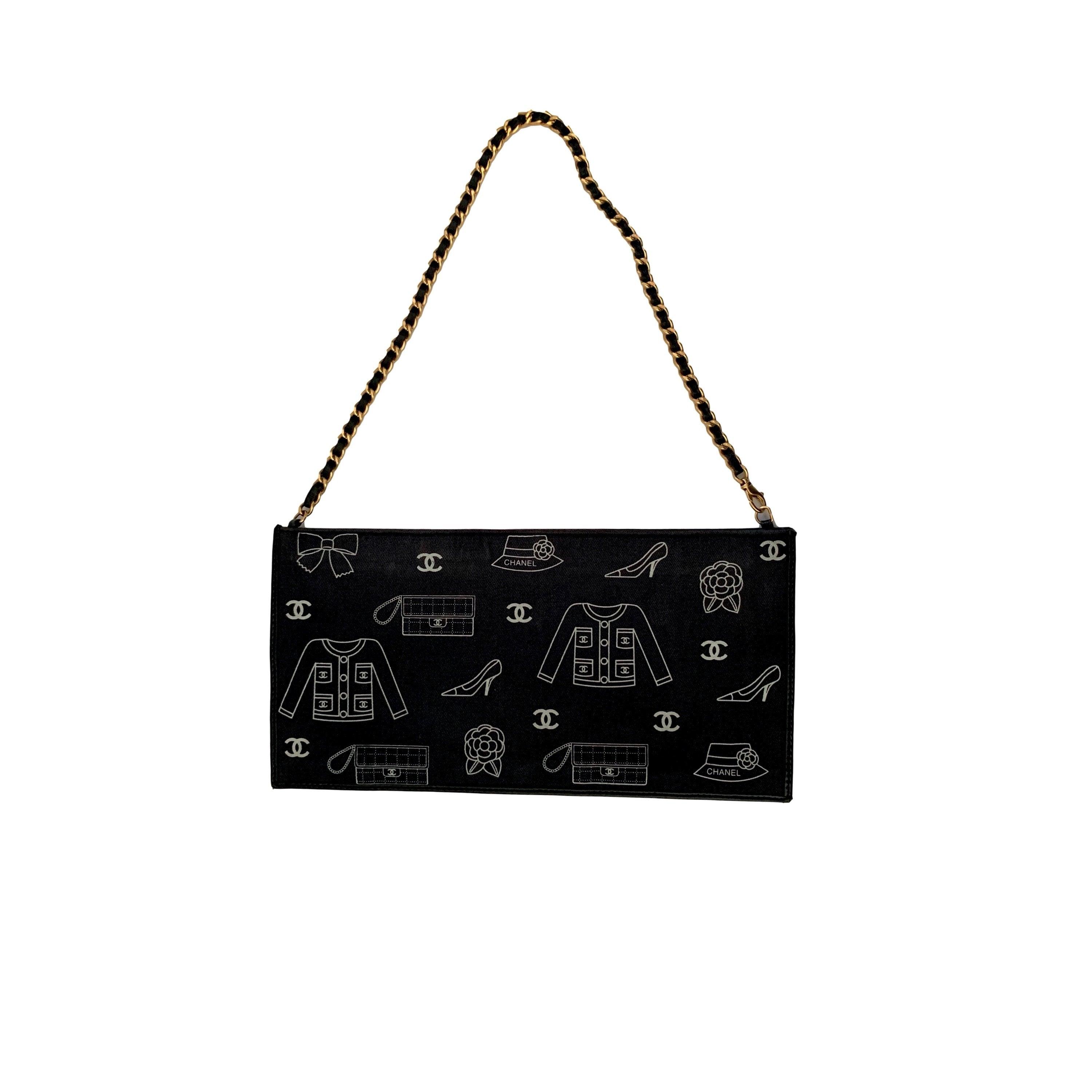 Treasures of NYC - Chanel Black Icon Print Canvas Shoulder