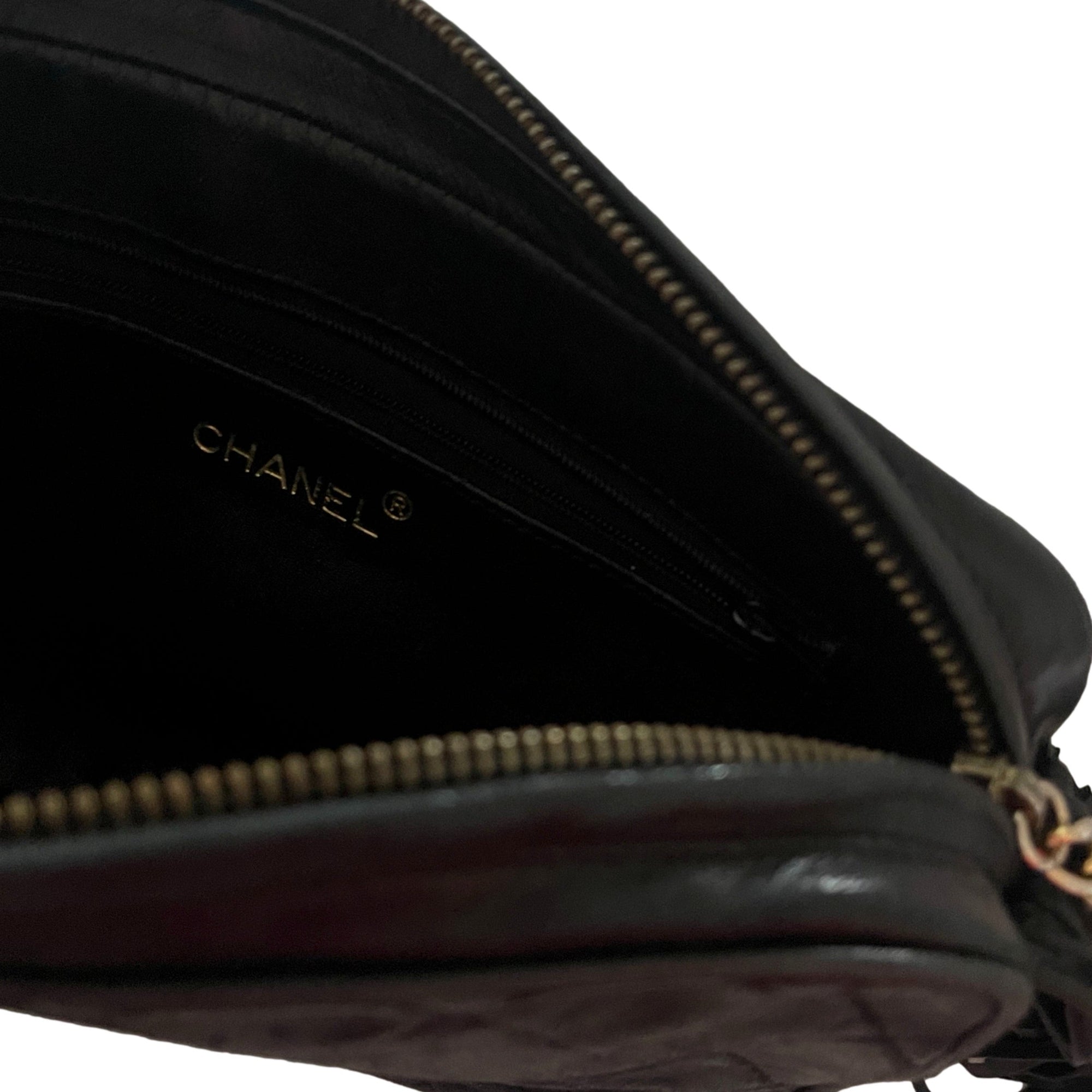 Chanel Black Lambskin Leather Tassel Bag - Handbags