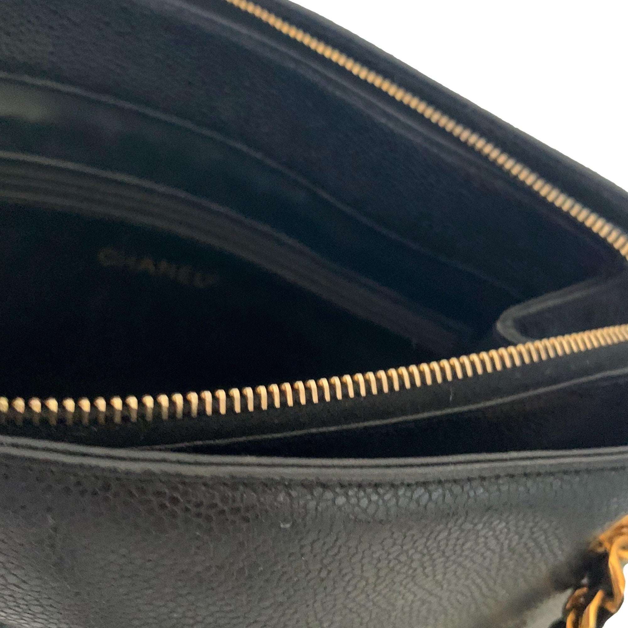 Chanel Black Large Caviar Chain Bag - Handbags