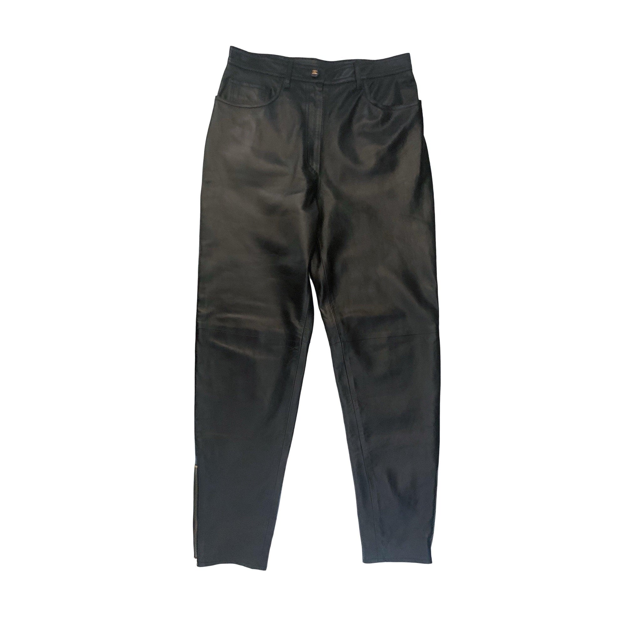 Chanel Black Leather Pants - Apparel