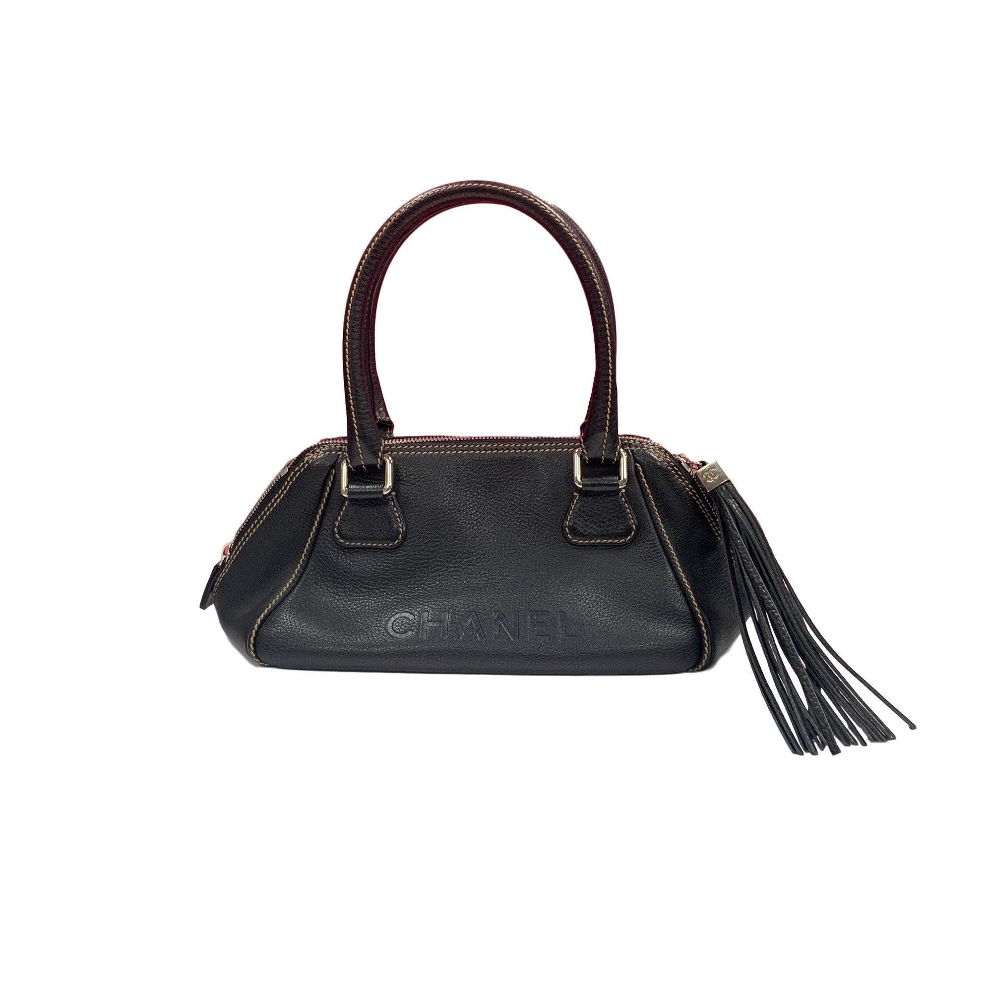 Chanel Black Leather Tassle Shoulder Bag - Handbags