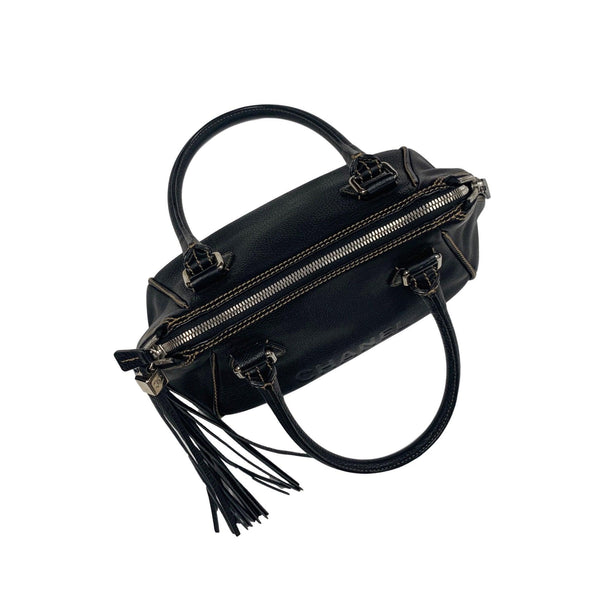 Chanel Black Leather Tassle Shoulder Bag - Handbags