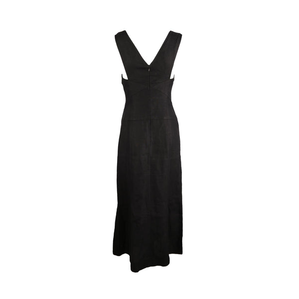 Chanel Black Linen Logo Button Dress - Apparel