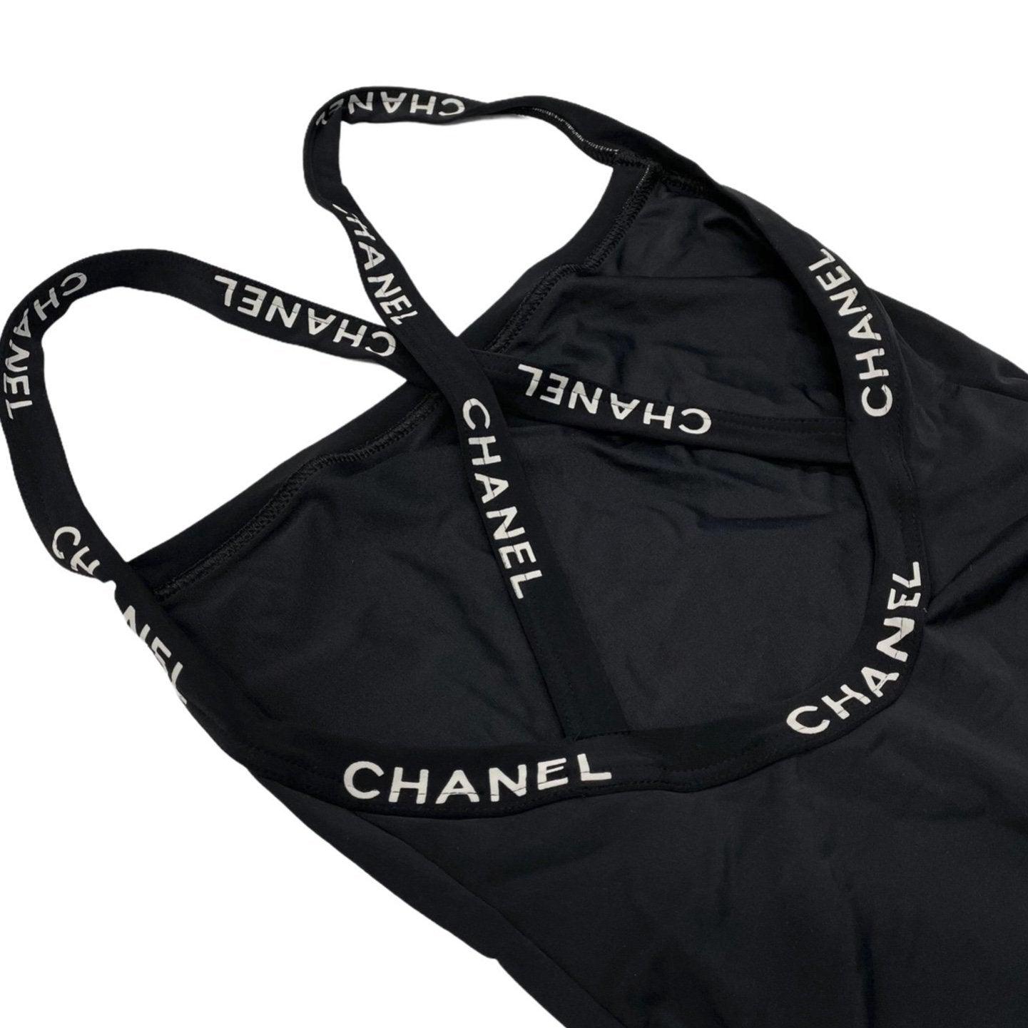Chanel Black Logo Bodysuit - Swimwear