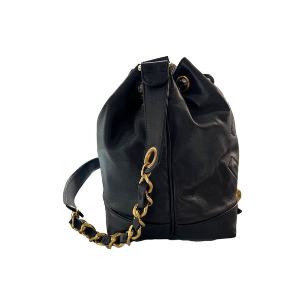 Chanel Black Logo Bucket Bag - Handbags