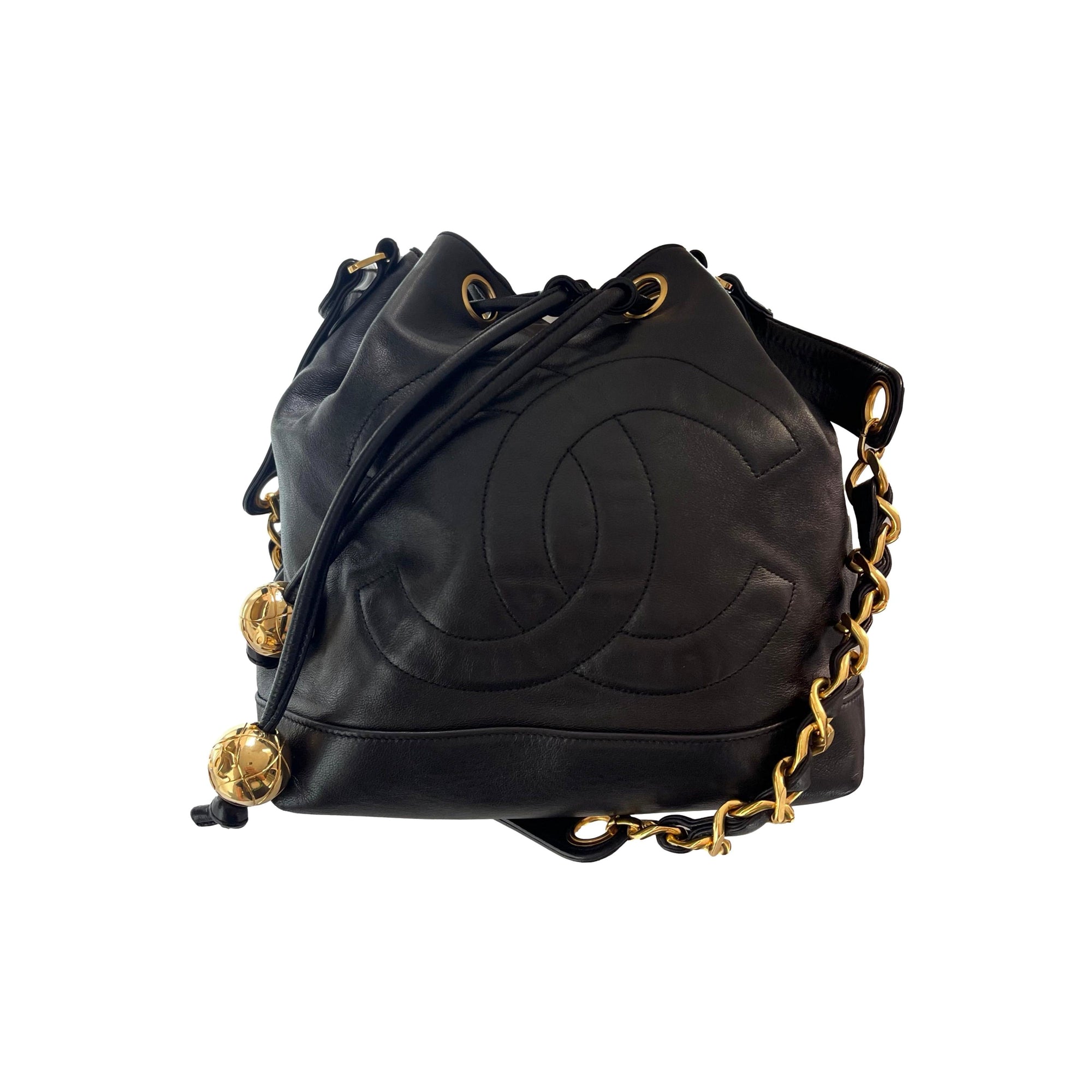 Chanel Black Logo Bucket Bag - Handbags