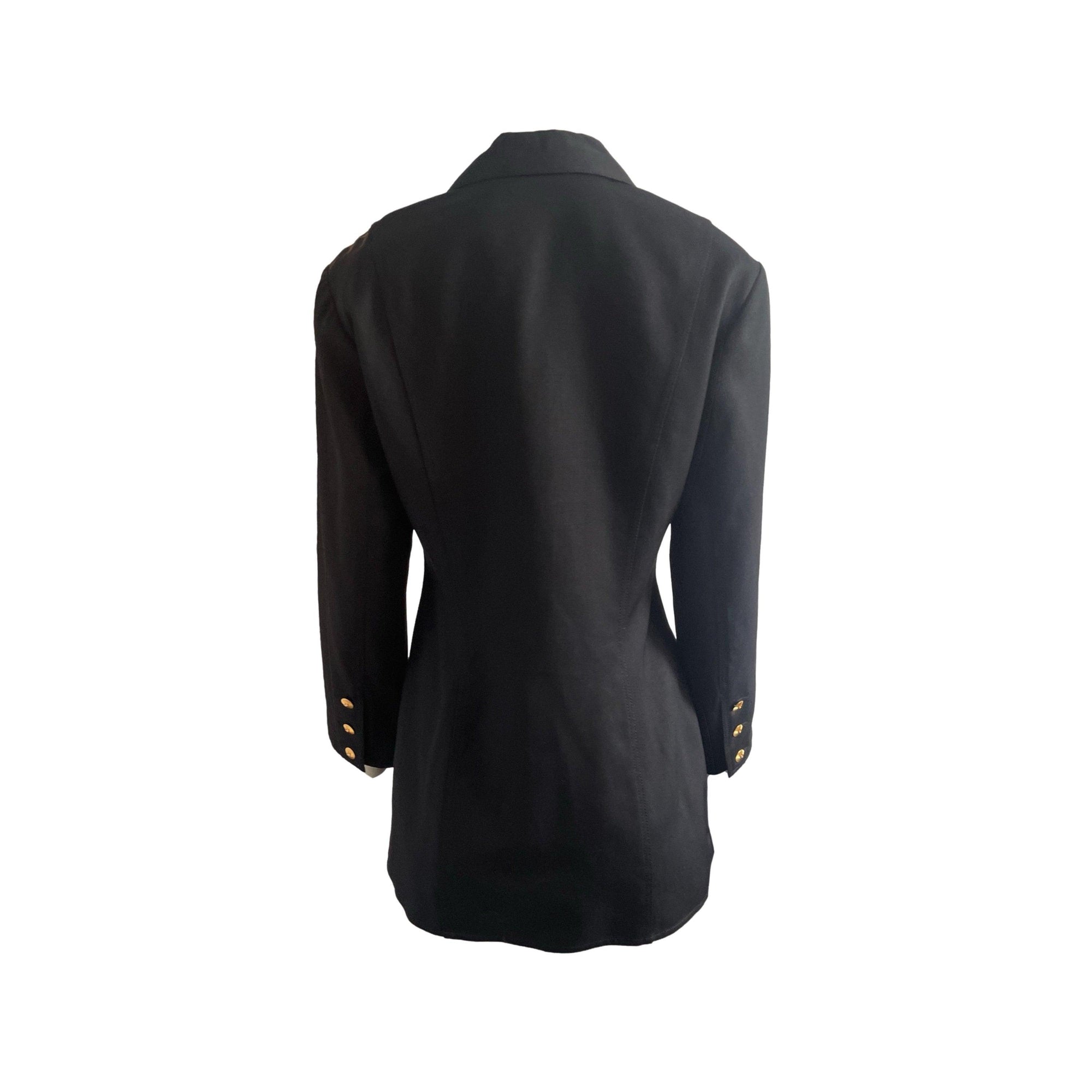 Chanel Black Logo Button Blazer - Apparel