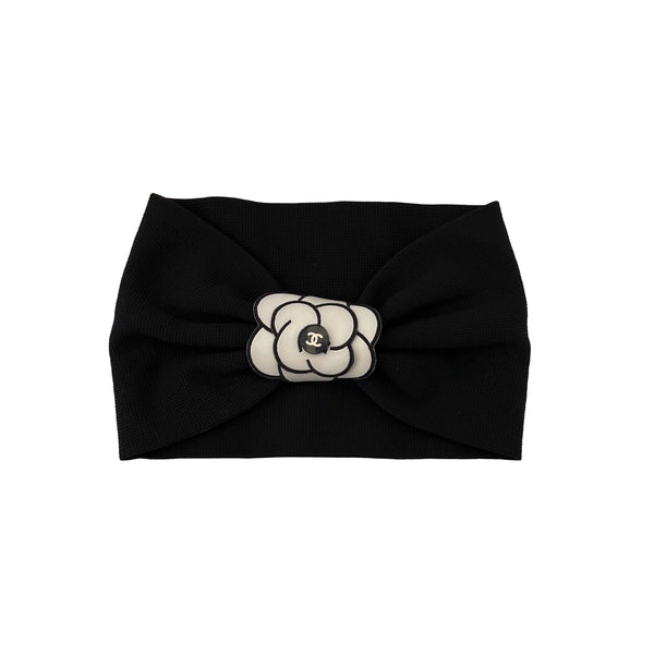 Chanel Monochrome Logo Headband NEW Chanel Headband Shearling Black Ecru Logo Hair Accessories main image 3