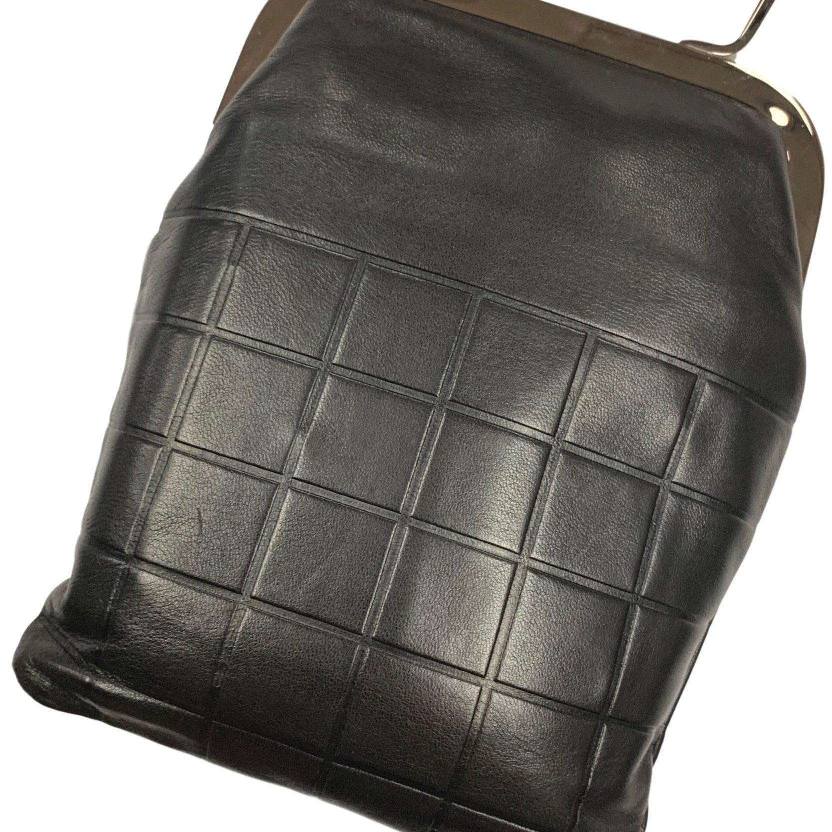 Chanel Black Logo Kiss Lock Mini Bag - Handbags