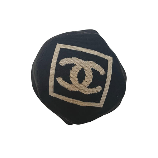 Chanel Black Logo Knit Bucket Hat - Accessories