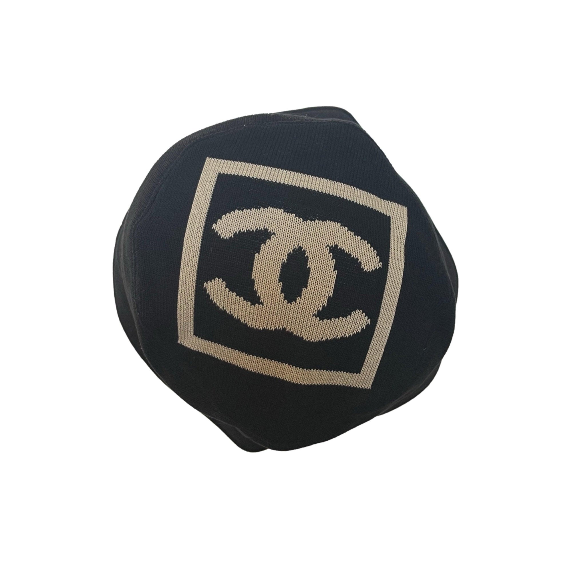 Chanel Black Logo Knit Bucket Hat - Accessories