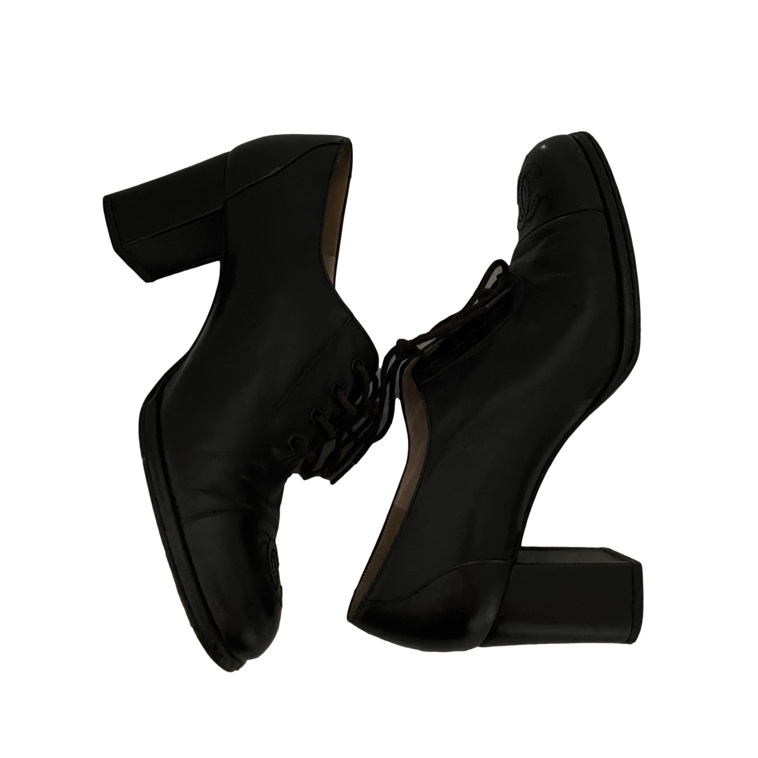 Treasures of NYC - Chanel Black Logo Lace Up Oxford