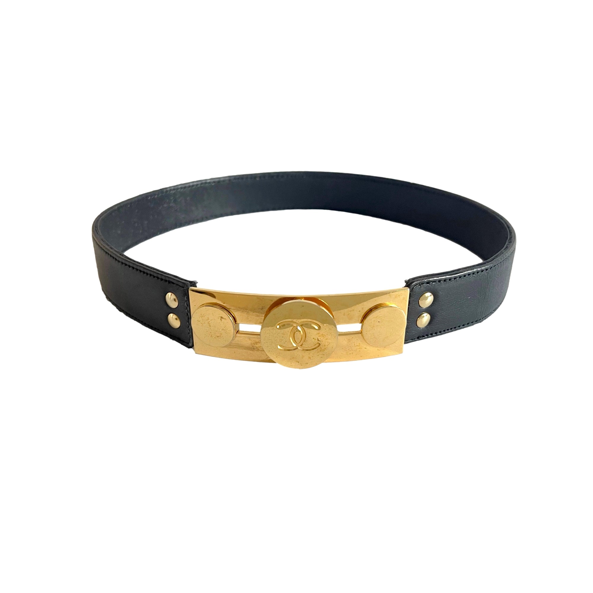 Chanel Black Logo Latch Belt - Accessories