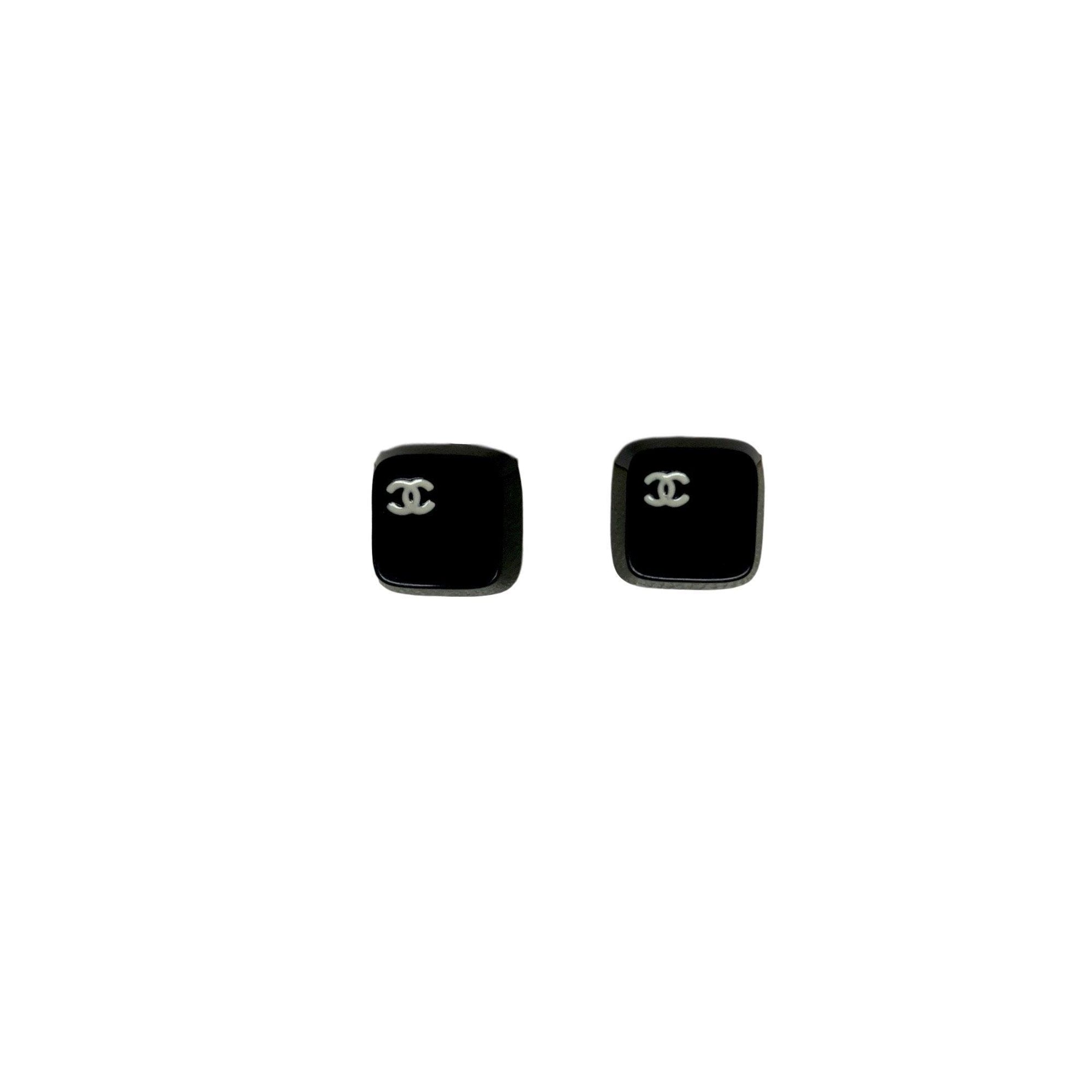 Chanel Black Logo Mini Keyboard Earrings - Jewelry