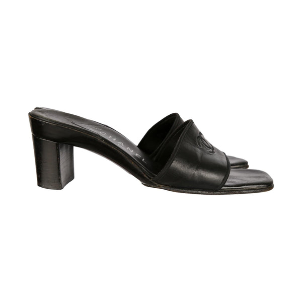 Chanel Black Logo Mules - Shoes