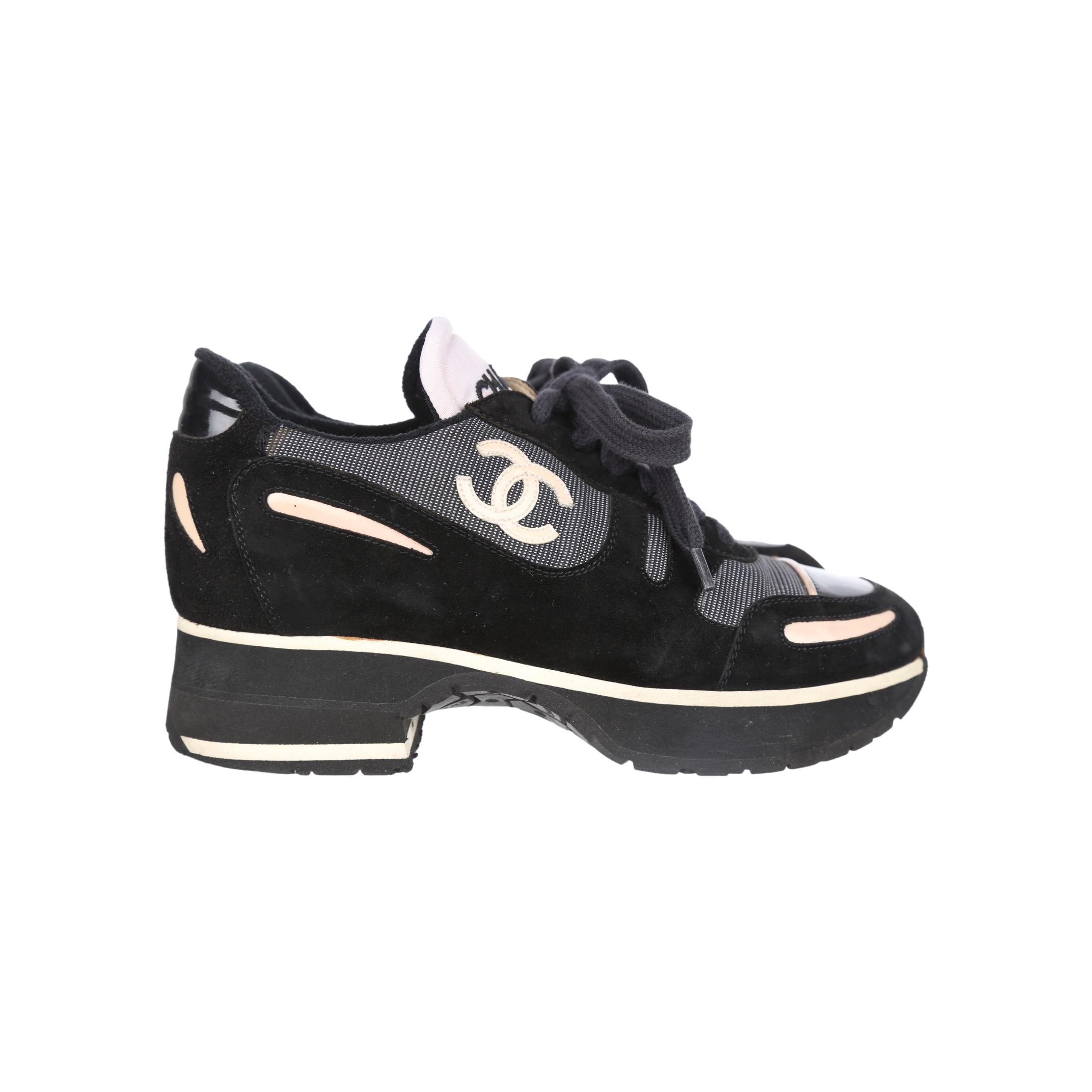 Treasures of NYC - Chanel Black Logo Platform Sneakers