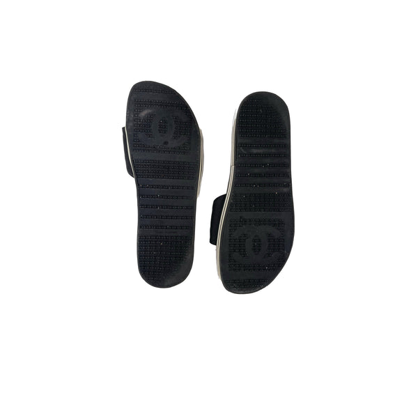 Chanel Black Logo Slides - Shoes