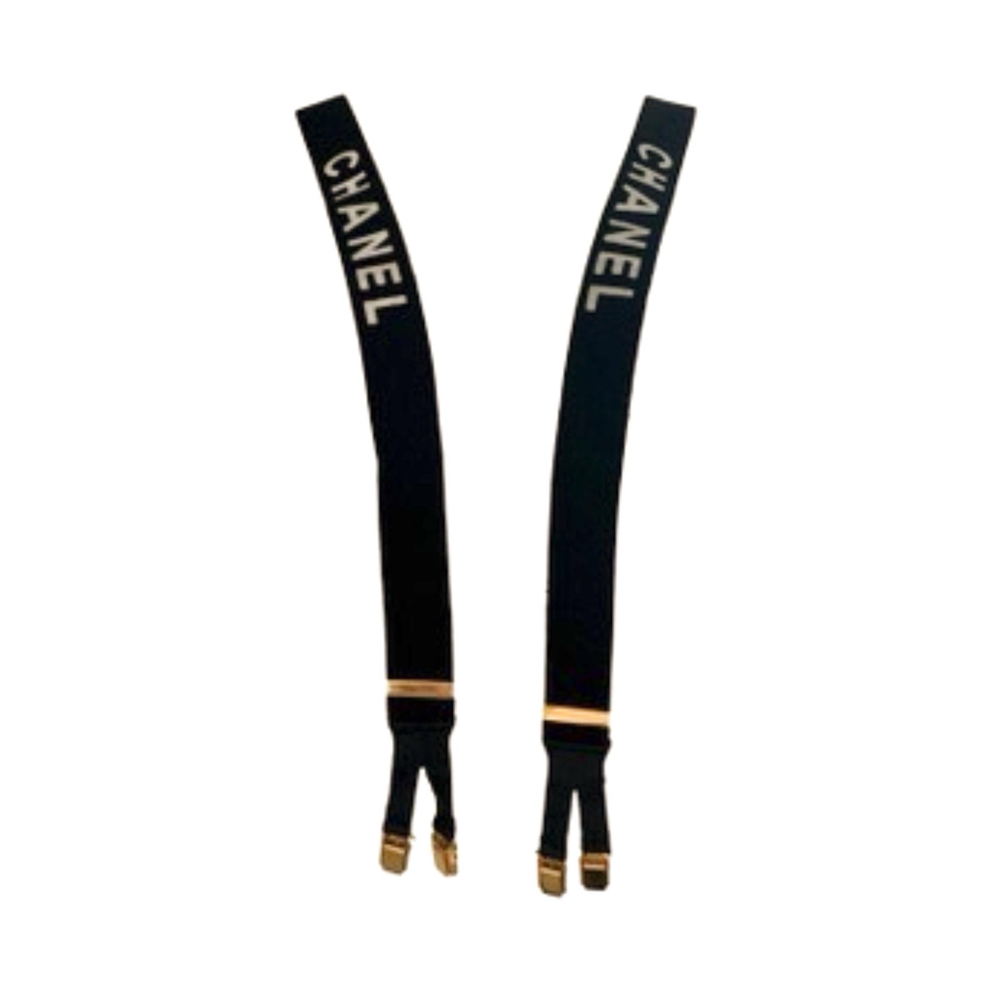 Chanel Black Logo Suspenders - Accessories