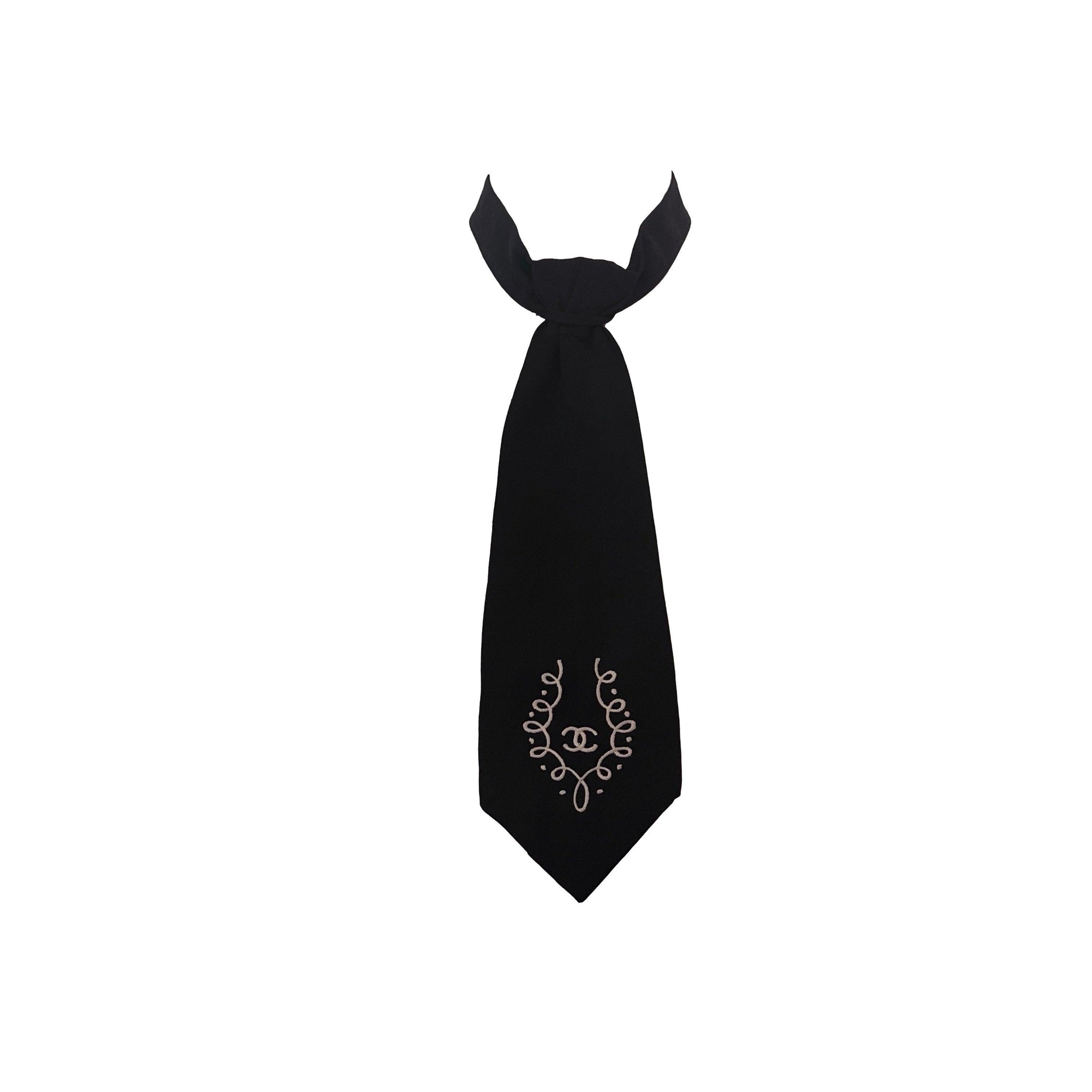 Chanel Black Logo Tie - Accessories