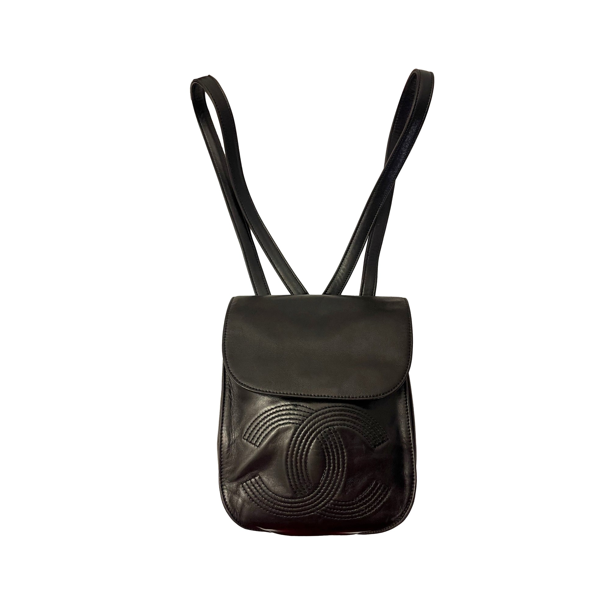 Chanel Black Mini Lambskin Backpack - Handbags