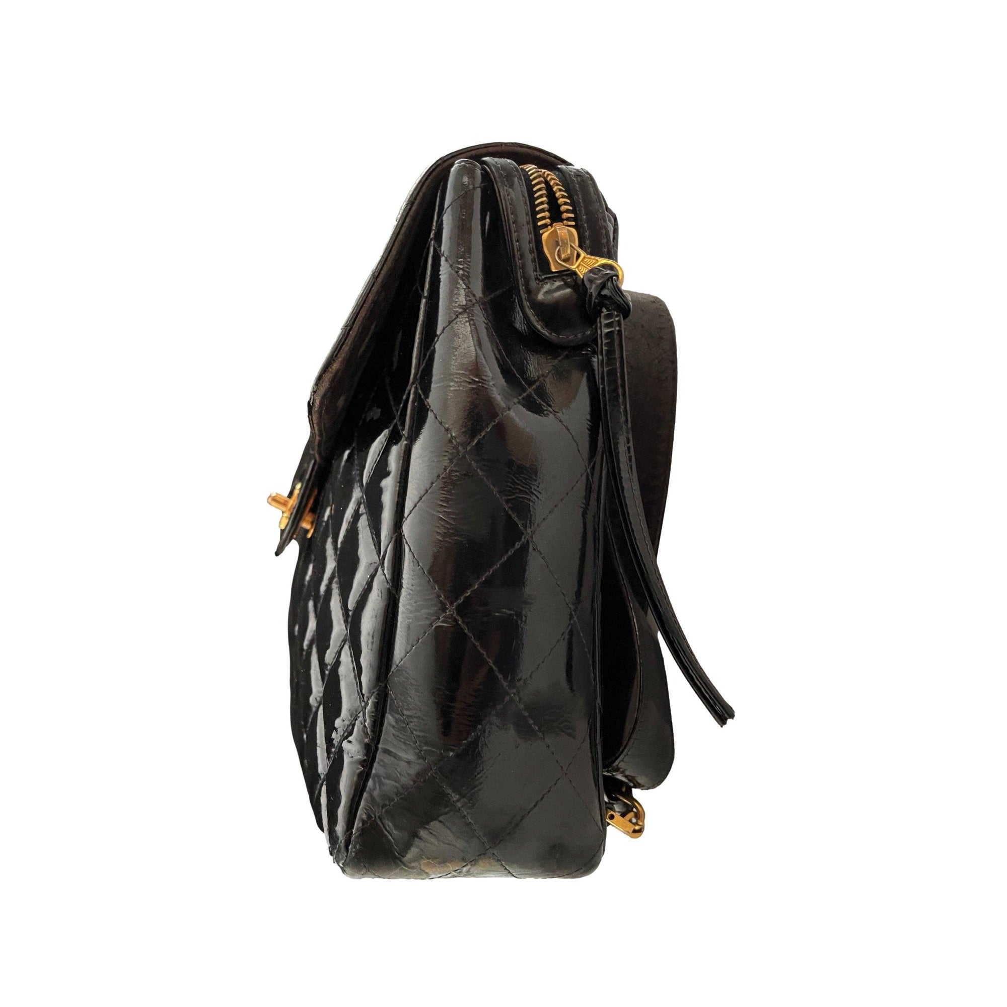 Chanel Black Patent Backpack - Handbags