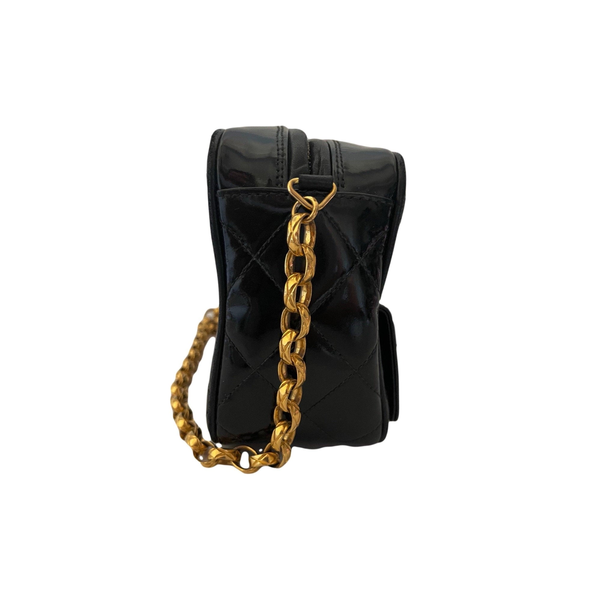 Chanel Black Patent Leather Camera Bag - Handbags