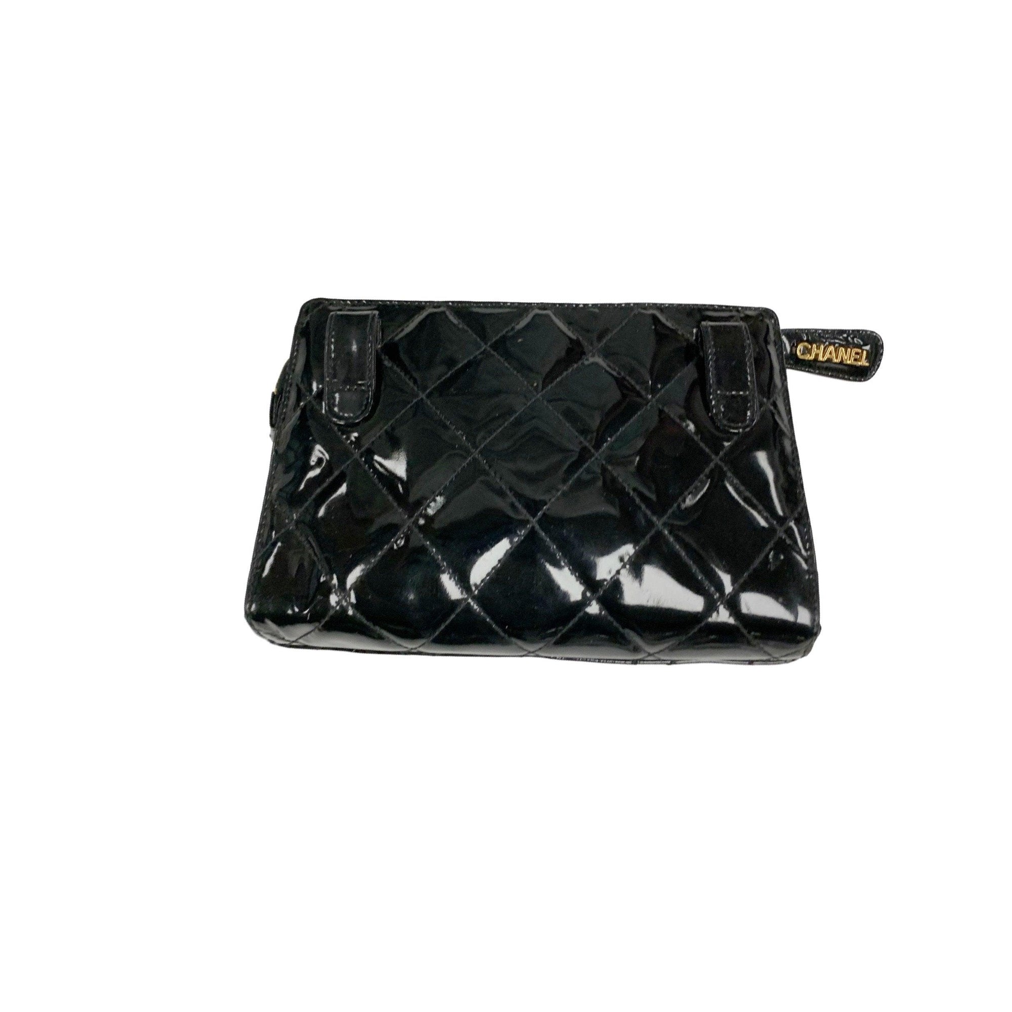CHANEL Patent Quilted Top Handle Lunch Box Carryall Shoulder