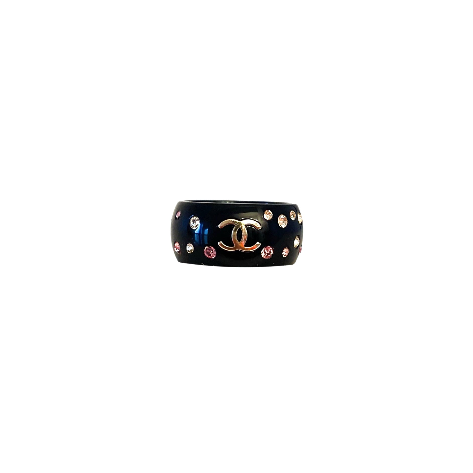 Chanel Black Rhinestone Ring - Jewelry