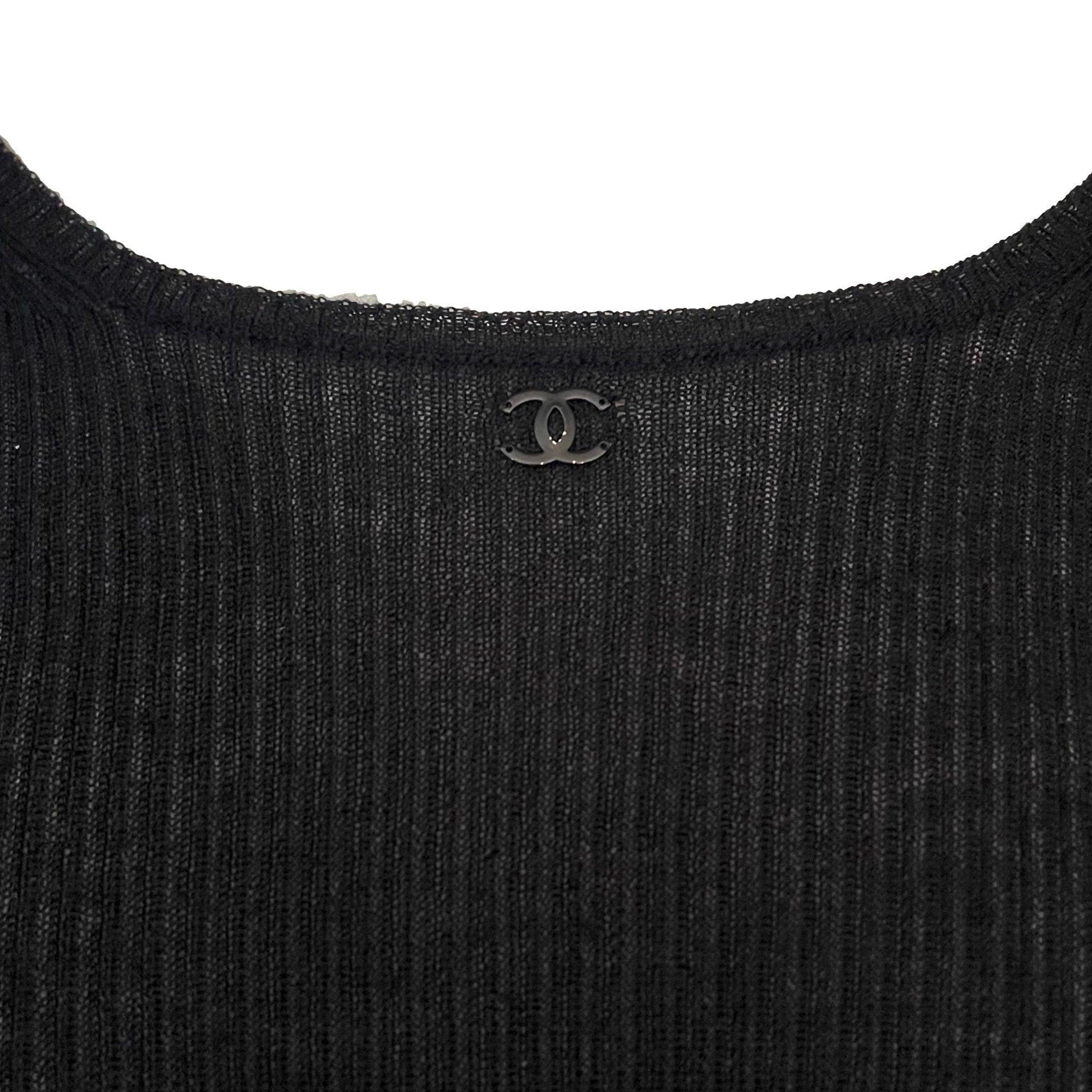 Chanel Black Ribbed Long Sleeve - Apparel