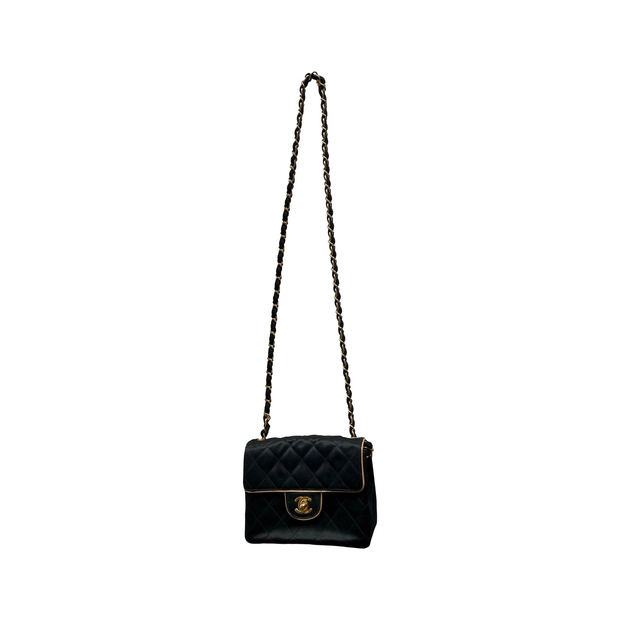 Chanel Black Satin Flap Bag - Handbags