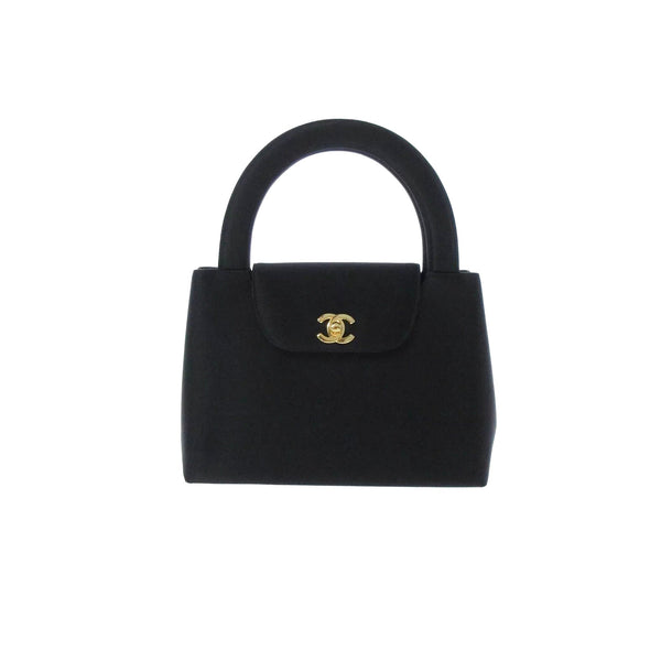 Chanel Black Satin Mini Kelly Bag - Handbags