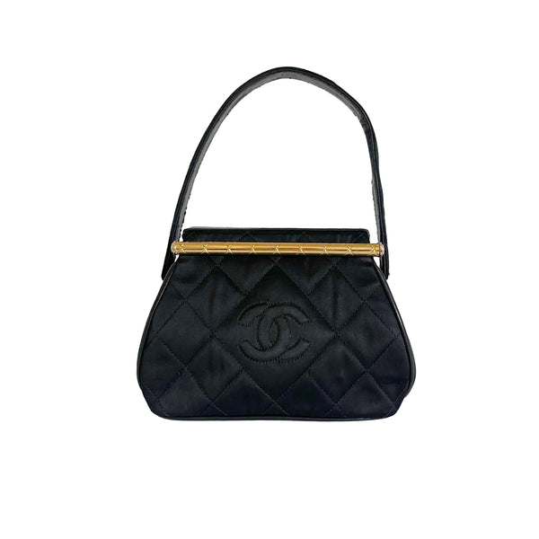 Chanel Vintage Velvet Tote - Black Handle Bags, Handbags