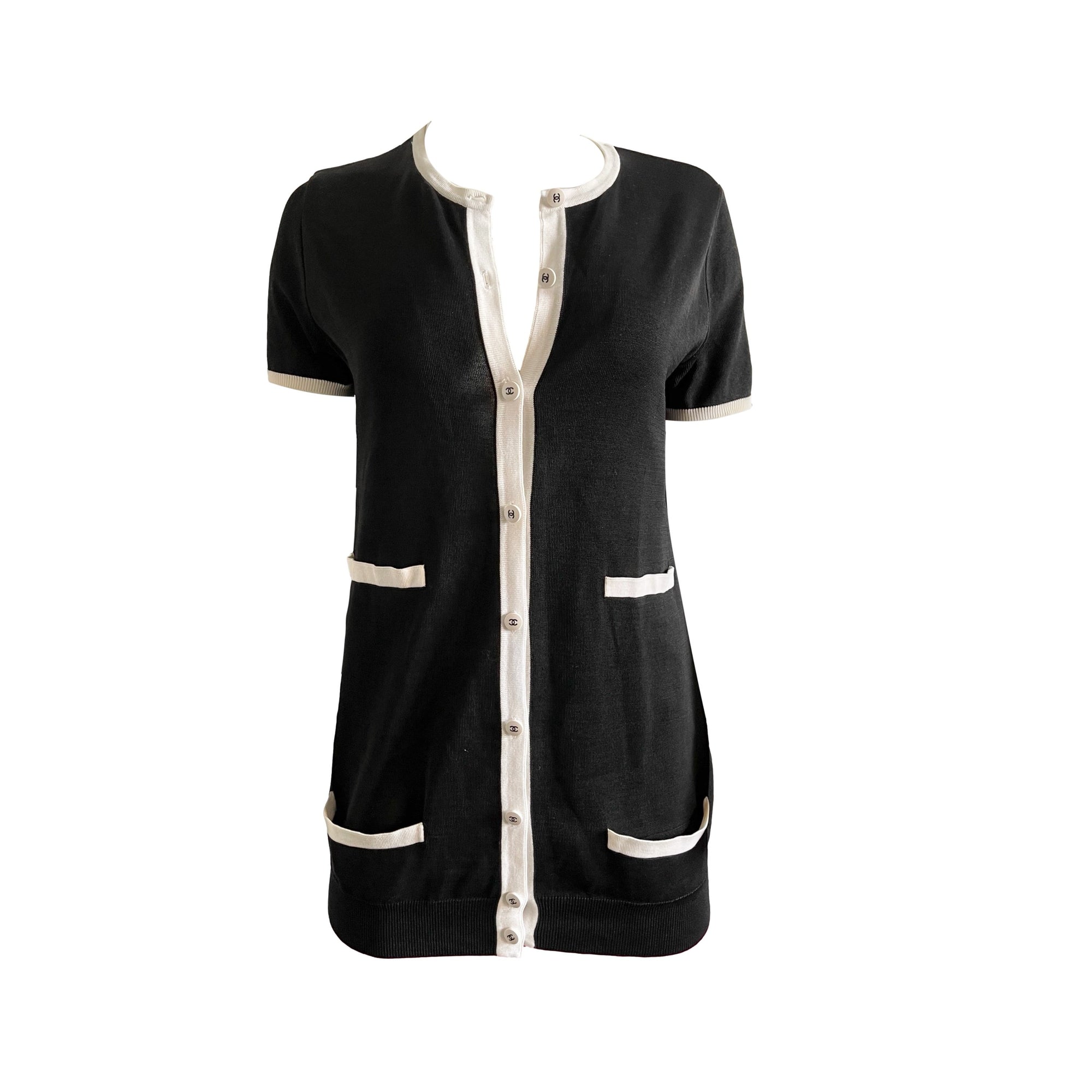 Chanel Black Short Sleeve Caridgan - Apparel