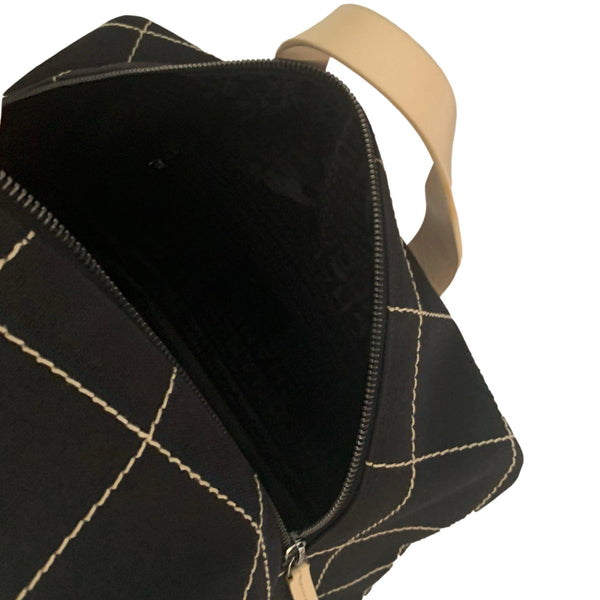 Chanel Black Square Stitch Boston Bag - Handbags