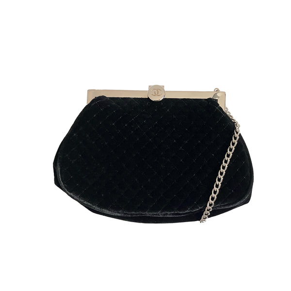 Chanel Black Velvet Chain Mini Bag - Handbags