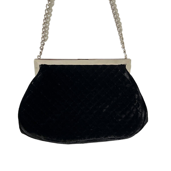 Chanel Black Velvet Chain Mini Bag - Handbags