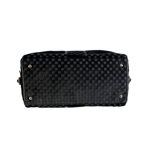 Chanel Black Velvet Textured Shoulder Bag - Handbags