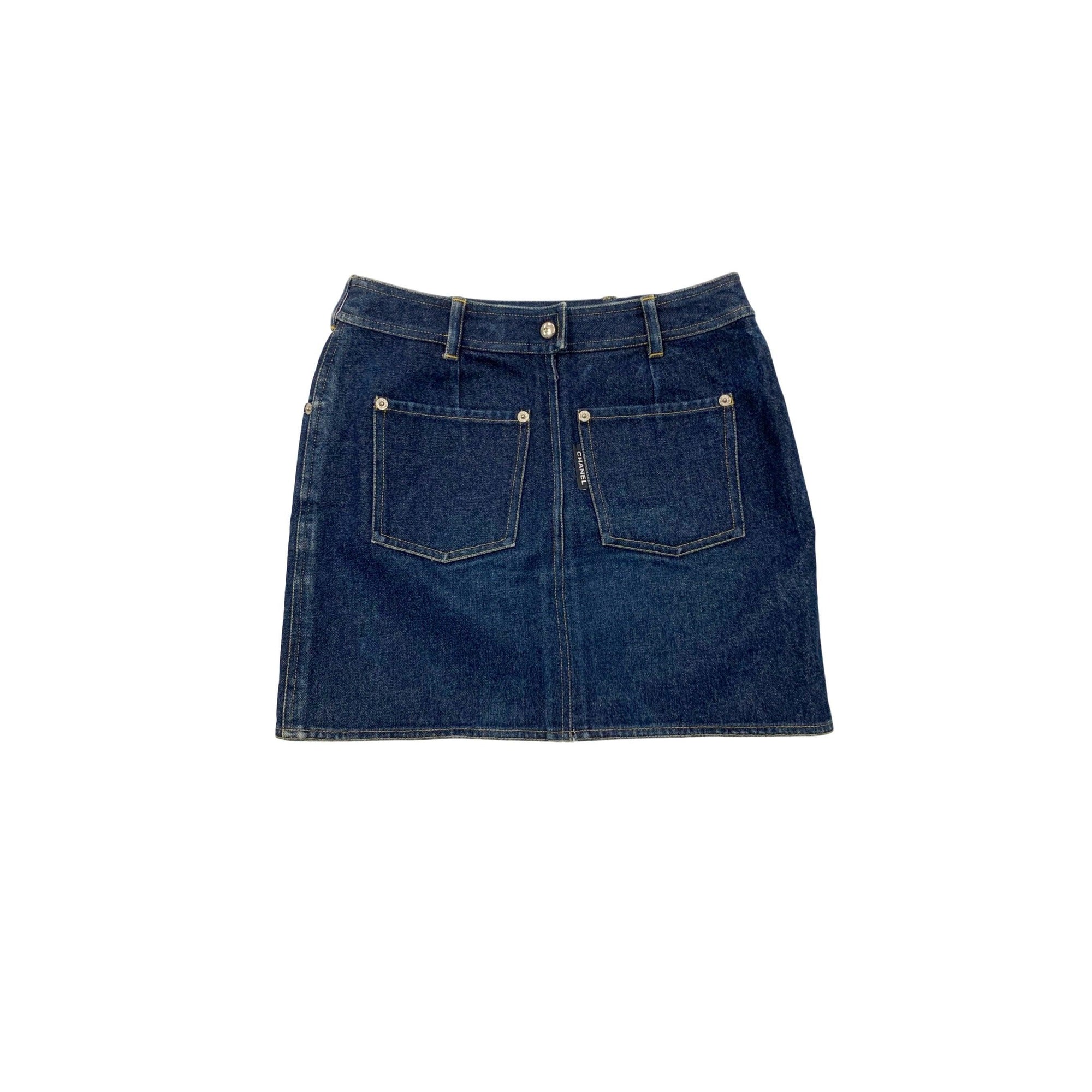 Chanel Blue Denim Logo Mini Skirt - Apparel