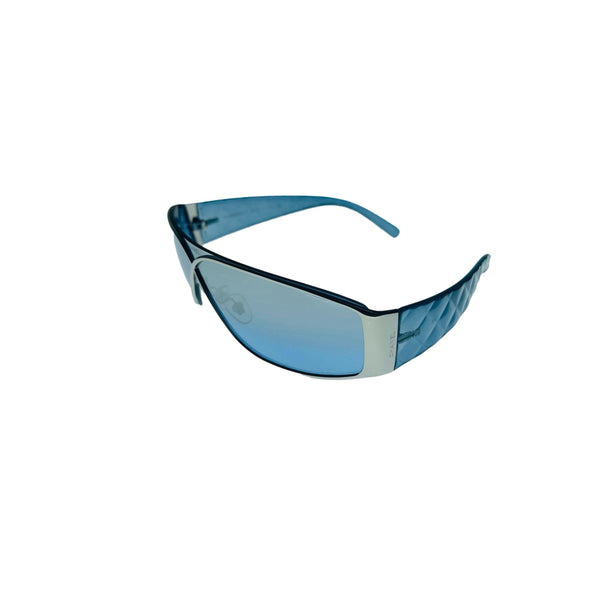 Chanel Blue Front Logo Shield Sunglasses - Sunglasses