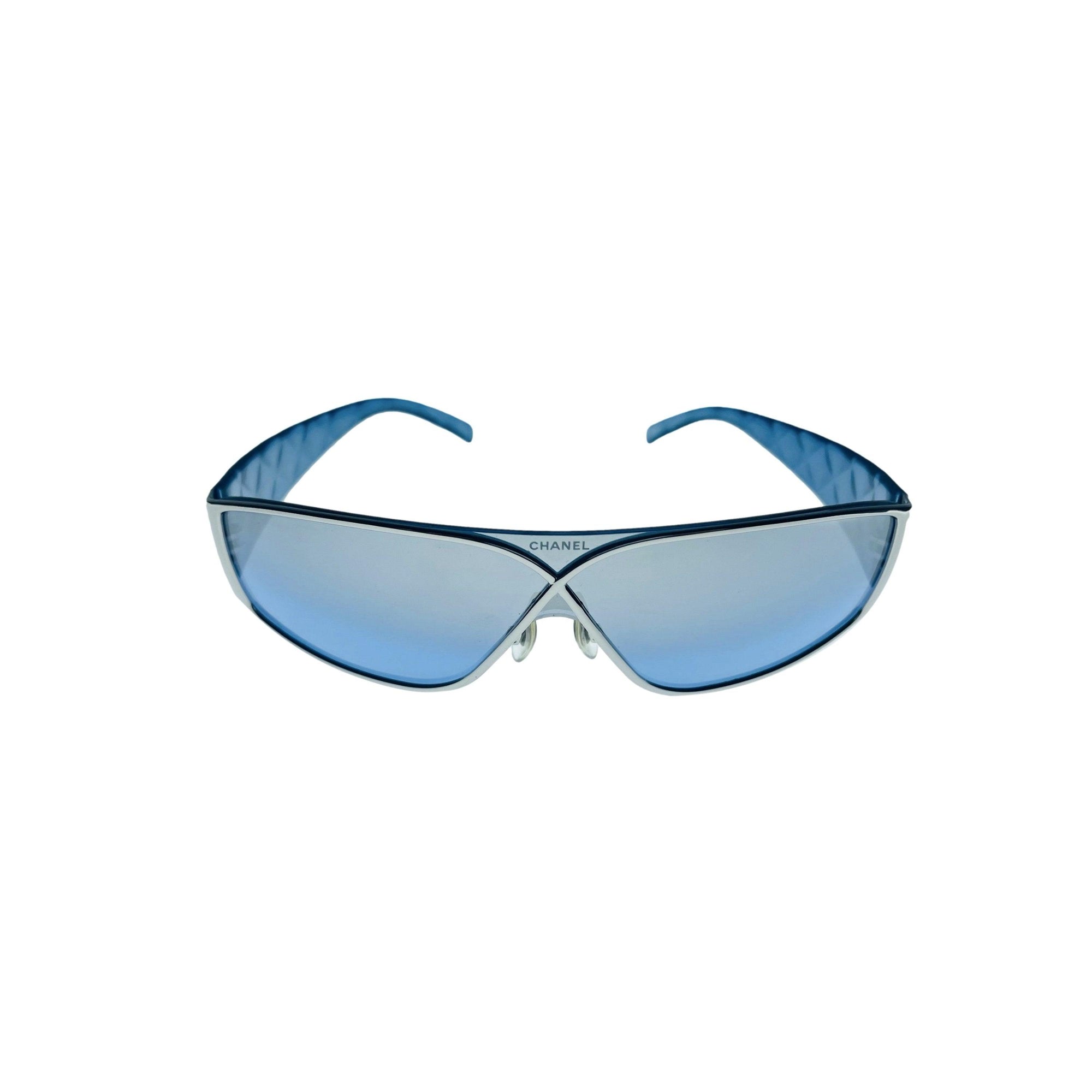 Chanel Blue Front Logo Shield Sunglasses - Sunglasses