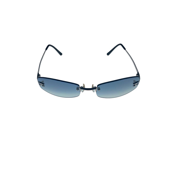 Chanel Blue Ombre Rimless Logo Sunglasses - Accessories